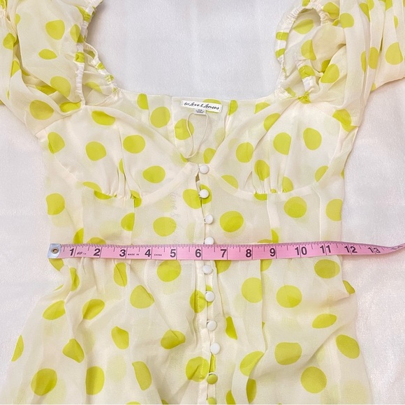 New! For Love And Lemons Megan Polka Dot Puff Sleeve Maxi Dress 2623 - Picture 9 of 15